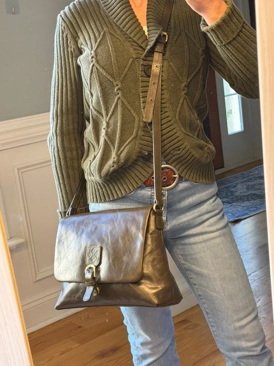 Patricia Nash Quiet Luxury Leather Crossbody Bag Olive Green + Coin Purse (VGUC) - Picture 7 of 17